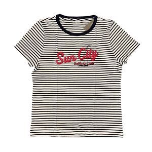 NWT J. Crew Slim-Fit Navy Stripe W/"Sun City" Graphic T-Shirt - SIZE M